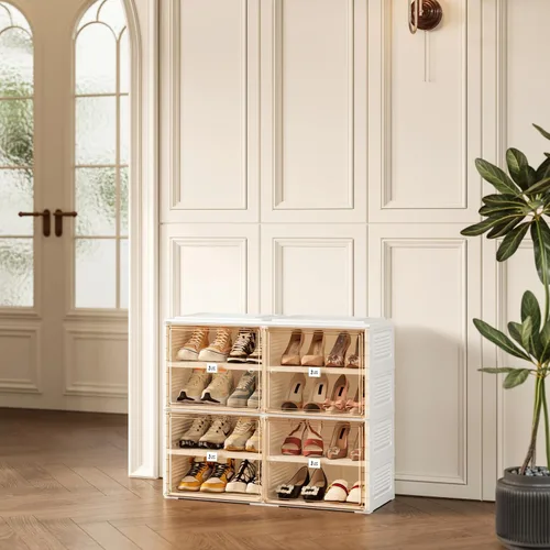 Vista 2 de ANTBOX Organizador portátil de estante para zapatos para armario y entrada, gabinete de almacenamiento de zapatillas apilable con puerta magnética