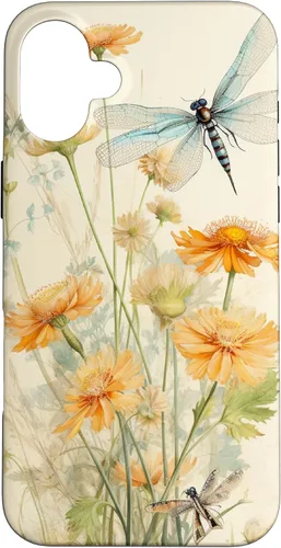 Vista 23 de Cute Vintage Illustration Daisy Flowers Dandelion Dragonfly Case for iPhone 17