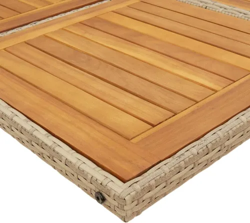 Vista 7 de Juego de comedor de patio de 5 piezas, muebles de exterior sintético de ratán beige, mesa rectangular con 4 sillas, resistente a la intemperie
