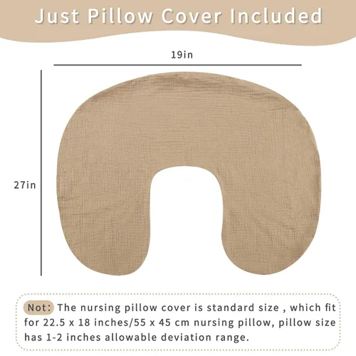 Vista 3 de Funda de almohada de muselina para lactancia, funda de almohada de algodón para bebés, niñas y niños, funda de almohada de lactancia suave