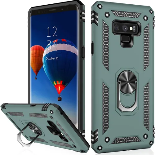Vista 12 de IKAZZ Funda para Galaxy Note 9, TPU suave y flexible de doble capa y policarbonato duro, antideslizante, de cuerpo completo, resistente, funda Azul