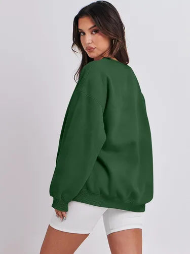 Vista 4 de ANRABESS Sudadera de gran tamaño para mujer, con cuello redondo, estilo Y2K, sudadera con capucha de forro polar, cómoda, camiseta informal, ropa