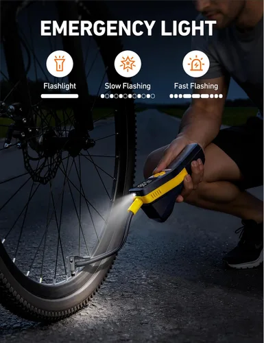 Vista 6 de AstroAI Inflador de neumáticos de 150 PSI, compresor de aire portátil para neumáticos de automóvil, bomba de bicicleta inalámbrica con pantalla LCD