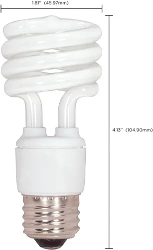 Vista 2 de SATCO S7217 - Mini bombilla fluorescente compacta en espiral de 13 vatios y 120 voltios; 2700 K; base mediana E26 (12 bombillas CFL)