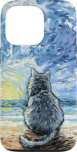 Vista 10 de Nebelung Gray Cat Starry Night Persian Russian Blue Art Case for iPhone 17