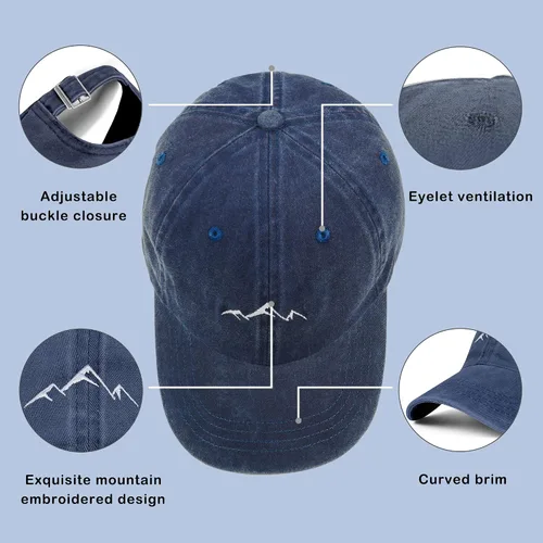 Vista 5 de Sombrero de montaña para exteriores, gorro de papá, bordado ajustable, gorra de algodón para hombres y mujeres