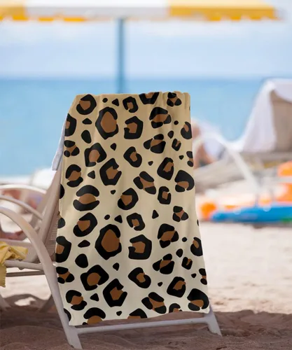 Vista 2 de LOGOVISION Toalla de playa con estampado de leopardo 30" X 60