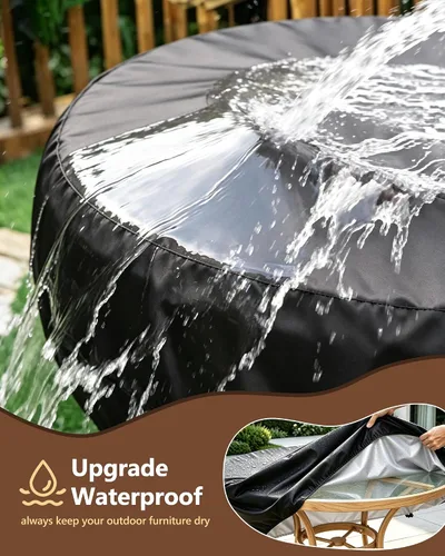Vista 3 de STARTWO Fundas redondas para muebles de patio, fundas impermeables para muebles de exterior, resistentes a los rayos UV