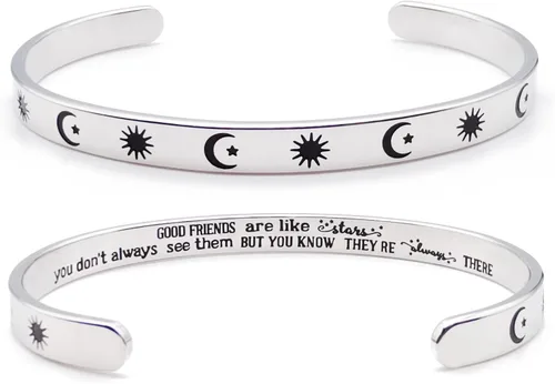 Vista 116 de Pulseras inspiradoras para mujer, joyería de acero inoxidable, con refranes, pulsera motivacional con mensaje oculto, pulseras grabadas para mejor