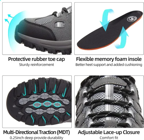 Vista 5 de CAMELSPORTS Zapatos de senderismo para hombre con parte superior baja, zapatos de senderismo para hombre, soporte de tobillo transpirable