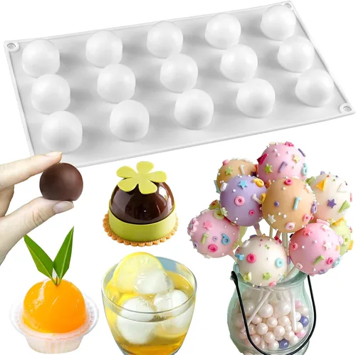 Vista 11 de Molde de silicona semiesfera para trufas de chocolate, caramelos, juego de 2 Soft Easy to Demold,30 Cavities for Ice Cubes, Jelly, Jello, Cake