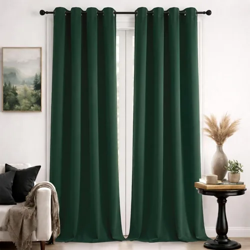 Vista 108 de Simplebrand Cortinas blancas puras de 96 pulgadas de largo para oscurecer la habitación, juego de 2 paneles para dormitorio/sala de estar, bloqueo