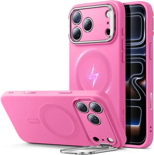 Vista 33 de ESR Funda para iPhone 14 Pro Max, Compatible con Funda de Silicona MagSafe con Soporte, Protección de Grado Militar, Soporte Integrado para Guardar
