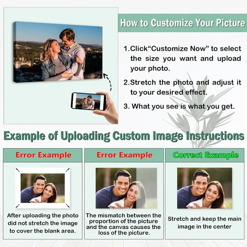 Vista 6 de YYYYHPP Impresiones en lienzo con tus fotos, arte de pared personalizado de foto a lienzo, impresión en lienzo para boda, familia, bebé, mascotas
