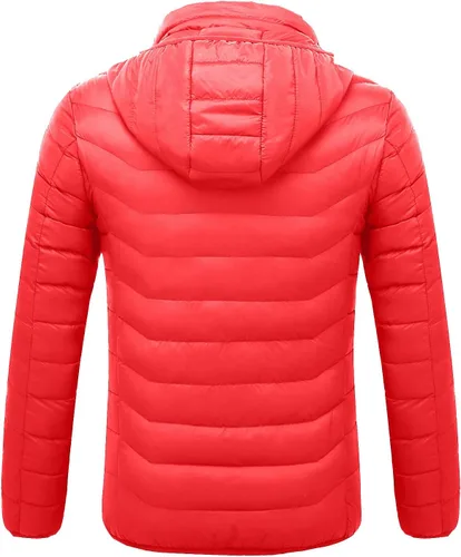 Vista 2 de Chaqueta térmica para mujeres y hombres, chaqueta de invierno cálida a prueba de viento, chaqueta gruesa de plumón mejorada recargable por USB