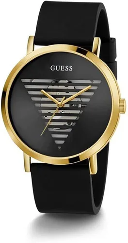 Vista 2 de GUESS US Mens Black and Gold-Tone Analog Watch