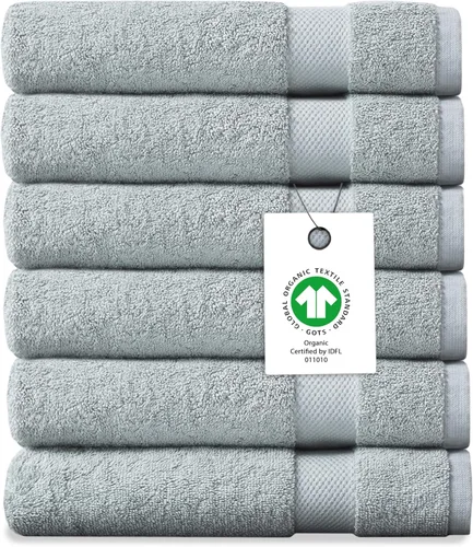 Vista 42 de Toalla de baño de felpa de algodón orgánico de lujo Certificado GOTS y OEKO-TEX Toallas de calidad hotelera premium Tecnología Feather Touch