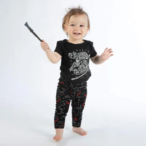 Vista 2 de Harry Potter Baby I Solemnly Swear Up to No Good Legging Body Suit Combo