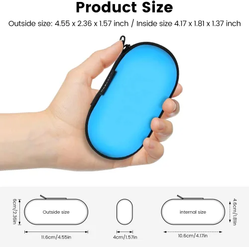 Vista 6 de Funda para auriculares, RISETECH Estuche de transporte para auriculares EVA con cremallera, bolsa de almacenamiento para auriculares, pequeña Azul