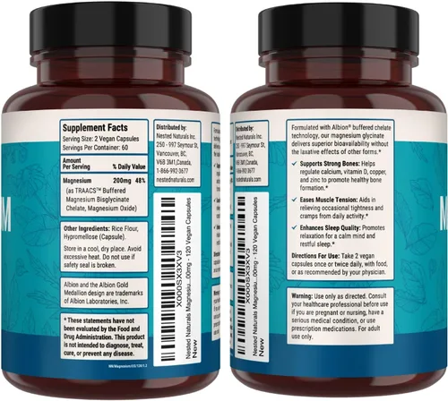 Vista 7 de Nested Naturals Quelato de glicinato de magnesio Suplemento de magnesio para calambres musculares, relajación y apoyo para dormir 100% quelado