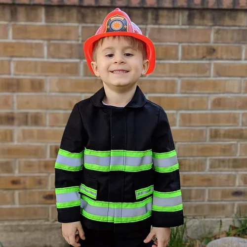 Vista 4 de Chaqueta negra personalizada para niños pequeños bomberos