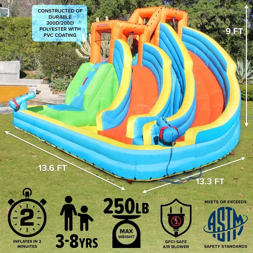 Vista 8 de Mi primer tobogán inflable de agua Sportspower, picos gemelos