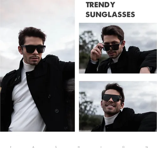 Vista 4 de GLINDAR Gafas de sol polarizadas para hombre, gafas deportivas cuadradas de gran
