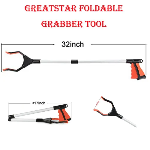 Vista 2 de Greatstar Reacher Grabber - Herramienta de recogida de 32 pulgadas, extensor para ayudas de discapacidad, herramienta plegable ultraligera