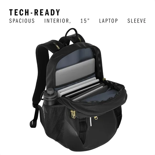 Vista 2 de Mochila Excelerator con funda para portátil, bolsa deportiva para hombres y mujeres, Negro/Dorado Metálico, Tamaño único