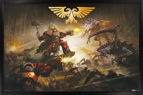 Vista 7 de Trends International Warhammer 40K - Póster de pared de la batalla de Baal, 22.4 pulgadas de largo x 14.7 pulgadas, versión enmarcada en madera