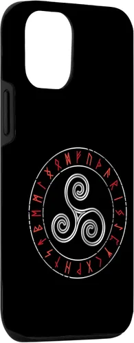Vista 3 de iPhone 15 Triskele de mitología nórdica - Círculo rúnico Viking Runes Celtic Case