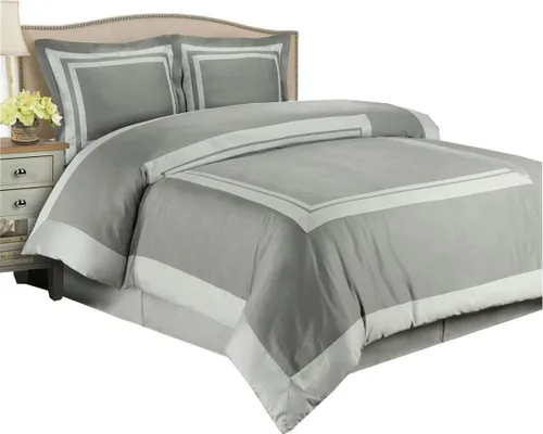 Vista 5 de Royal Hotel Bedding Blue and Chocolate - Juego de funda de edredón de 2 piezas, tamaño individual/individual XL, 100% algodón, 300 hilos Azul