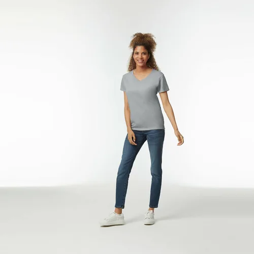Vista 6 de Gildan - Camiseta para mujer con cuello en V de algodón pesado, paquete con 2