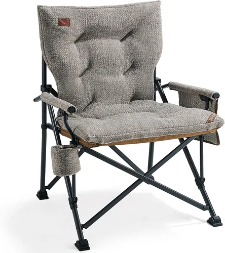 Vista 13 de EVER ADVANCED Silla plegable acolchada de gran tamaño para campamento para adultos, silla de césped resistente con bolsillos laterales, silla