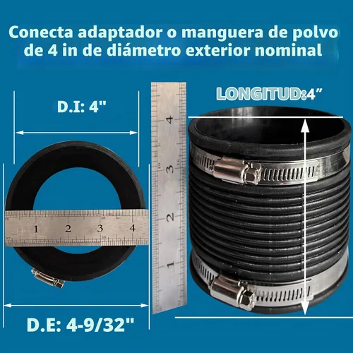 Vista 3 de Puertos de conector de manguera flexible de control de polvo de 4 pulgadas 70149 para manguera de recolección de polvo de carpintería de 4 pulgadas
