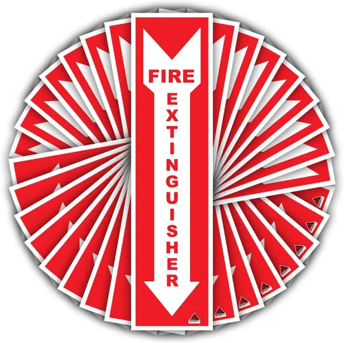Vista 6 de Calcomanías prémium para extintor de incendios [4 unidades] – Vinilo adhesivo permanente extrema protección UV resistente a la intemperie – Uso