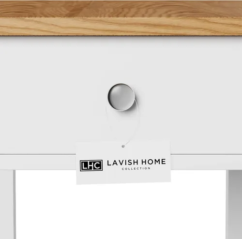 Vista 7 de Lavish Home Mesa auxiliar estrecha con cajón lateral con estante de almacenamiento, color blanco