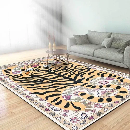 Vista 20 de Alfombra vintage de estilo bohemio con diseño de tigre para puerta de baño, 2 x 3 pies, alfombra pequeña para dormitorio, lavable, tapete de tigre