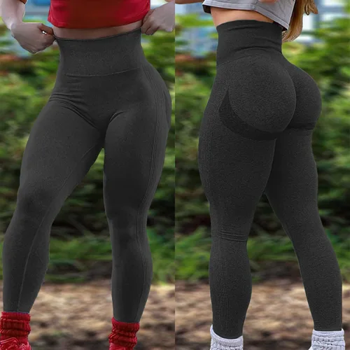Vista 3 de JGS1996 Leggings con levantamiento de glúteos para mujer, cintura alta, para entrenamiento, sin costuras, pantalones de yoga con levantamiento