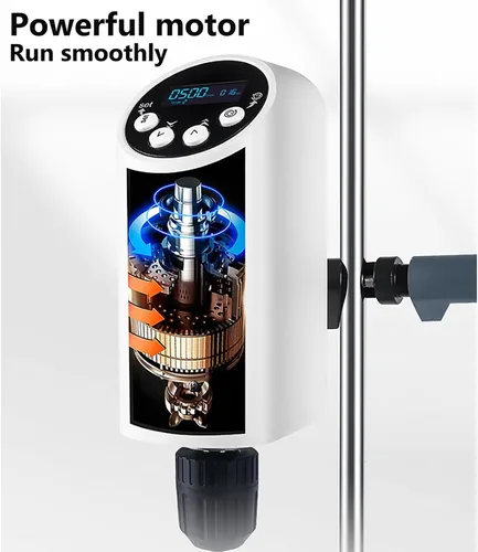 Vista 2 de Laboratory Electric Booster Mixer with LCD Screen, 100-2000rpm Speed Range, 0.5-10mm Drill Clamping Range for Efficient Liquid Mixing