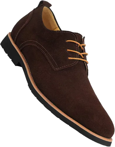 Vista 2 de Zapatos de vestir, zapatos Oxfords para hombre, zapatos de boda para hombre, cómodos zapatos de gamuza azul marrón