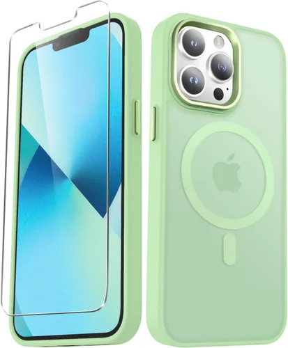Vista 26 de YENAPOON Funda magnética mate para iPhone 11 con 1 protector de pantalla, compatible con Magsafe, translúcida esmerilada, delgada, a prueba