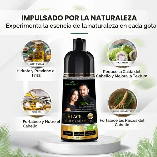 Vista 3 de Herbishh Champú Color Cabello Negro 6.8 fl oz+ Aceite Cabello 1 fl oz+ Aceite de argán y negro