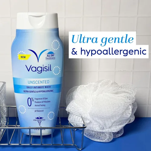 Vista 2 de Vagisil Jabón de Limpieza Femenina para la Higiene del Área Íntima, pH Equilibrado y Testeado por Ginecólogos, Sin Perfume, 12 oz (Paquete de 1)