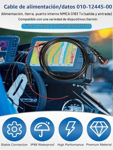 Vista 2 de 010-12445-00 Cable de alimentación/datos roscado de 4 pines para Garmin echoMAP Chirp, ECHOMAP Plus UHD, GPSMAP, Panoptix