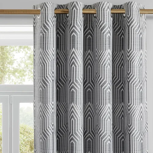 Vista 11 de Cortinas de patrón geométrico jacquard 100% opacas beige y plateado, 42 pulgadas de ancho y 63 pulgadas de largo, 2 paneles con aislamiento térmico