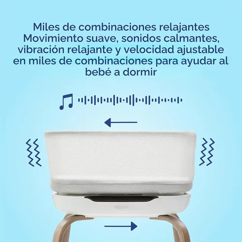 Vista 3 de Graco® SmartSense - Cuna calmante para bebé, cuna inteligente para recién nacido, detecta y responde automáticamente a los lloros del bebé