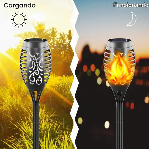 Vista 3 de Luces solares con llama parpadeante, 12 LED Mini, paquete de 16 Impermeable al aire libre, encendido/apagado automático del anochecer al amanecer