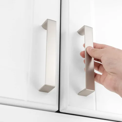 Vista 3 de KOOFIZO Paquete de 10 tiradores de gabinete de cocina de níquel cepillado de 5 pulgadas, manijas de gabinete de color plata satinada, herrajes