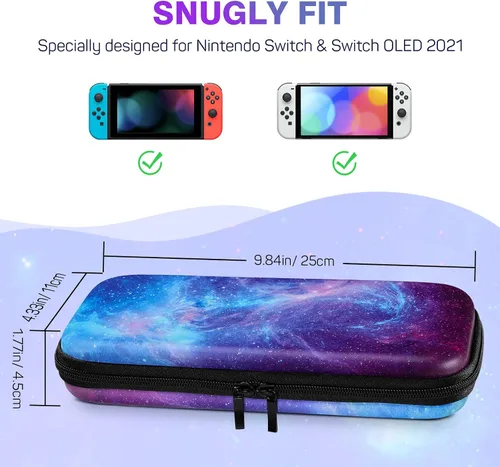 Vista 2 de MoKo Funda de transporte para Nintendo Switch modelo OLED Nintendo Switch funda de transporte portátil de carcasa rígida con 10 ranuras